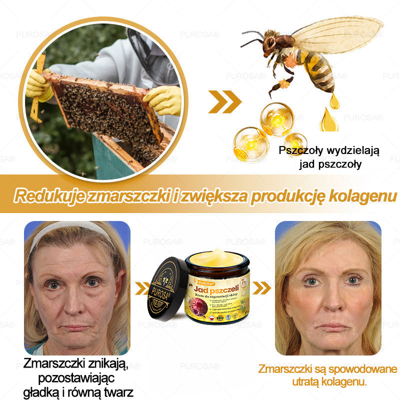 🌟PUROSA® Krem z Jadem Pszczelim do Regeneracji Skóry🐝|Kompleksowe rozwiązanie na uporczywe problemy skórne, takie jak starzenie się, egzema, blizny i łuszczyca