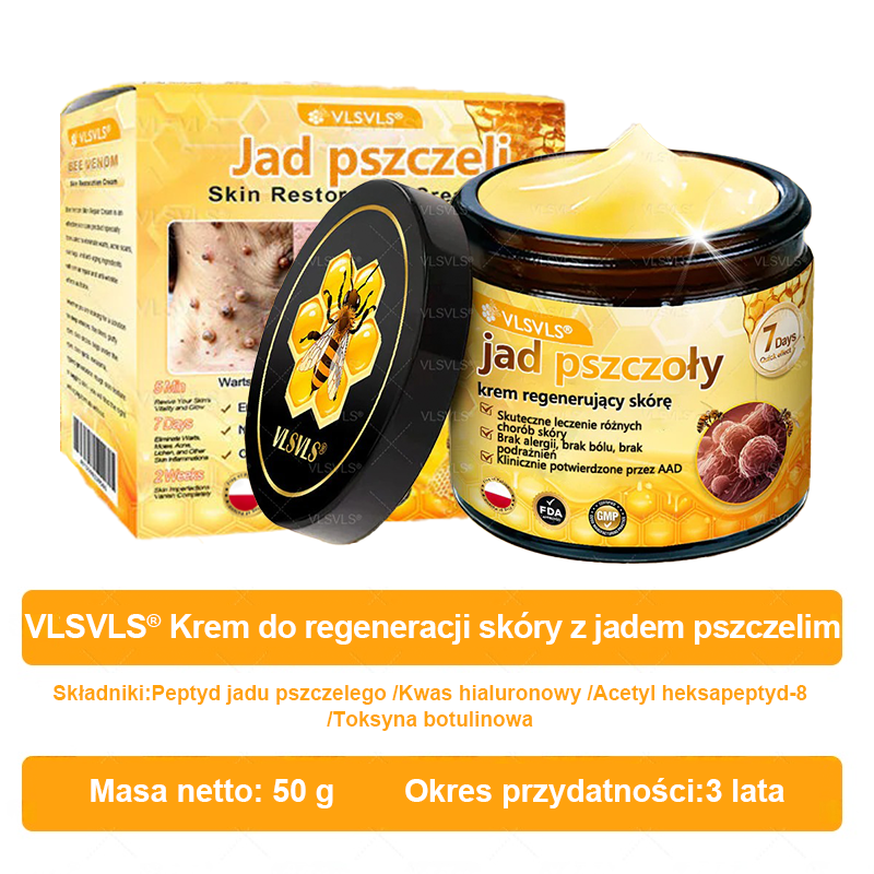 VLSVLS® Krem z jadem pszczelim do regeneracji skóry (👨⚕ odpowiedni dla wszystkich grup wiekowych, polecany przez AAD) 💎
