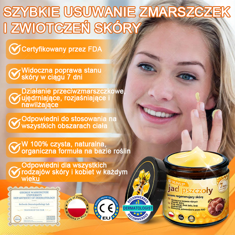 VLSVLS® Krem z jadem pszczelim do regeneracji skóry (👨⚕ odpowiedni dla wszystkich grup wiekowych, polecany przez AAD) 💎