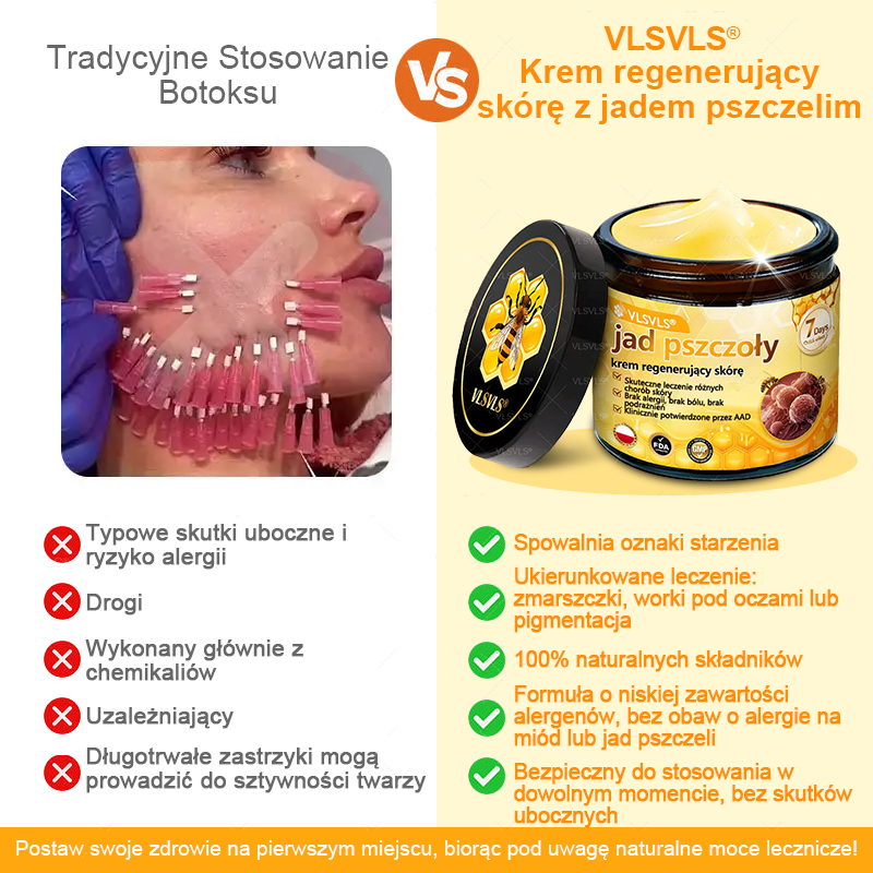 VLSVLS® Krem z jadem pszczelim do regeneracji skóry (👨⚕ odpowiedni dla wszystkich grup wiekowych, polecany przez AAD) 💎